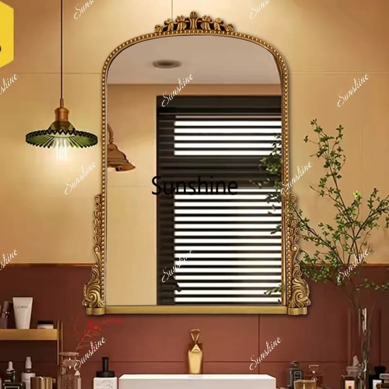 YYFrench retro light luxury arched bathroom mirror bathroom dressing decoration