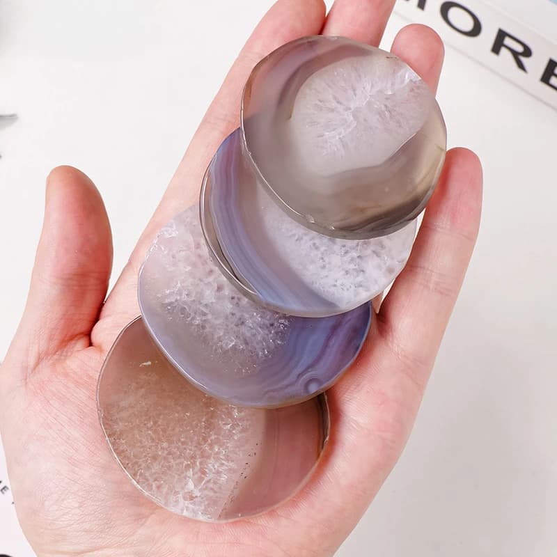 2PC Natural Raw Stone Polished Agate Slices Healing Energy Crystal Agate Cup Tableware Home Decor Gemstone Ornament Gifts