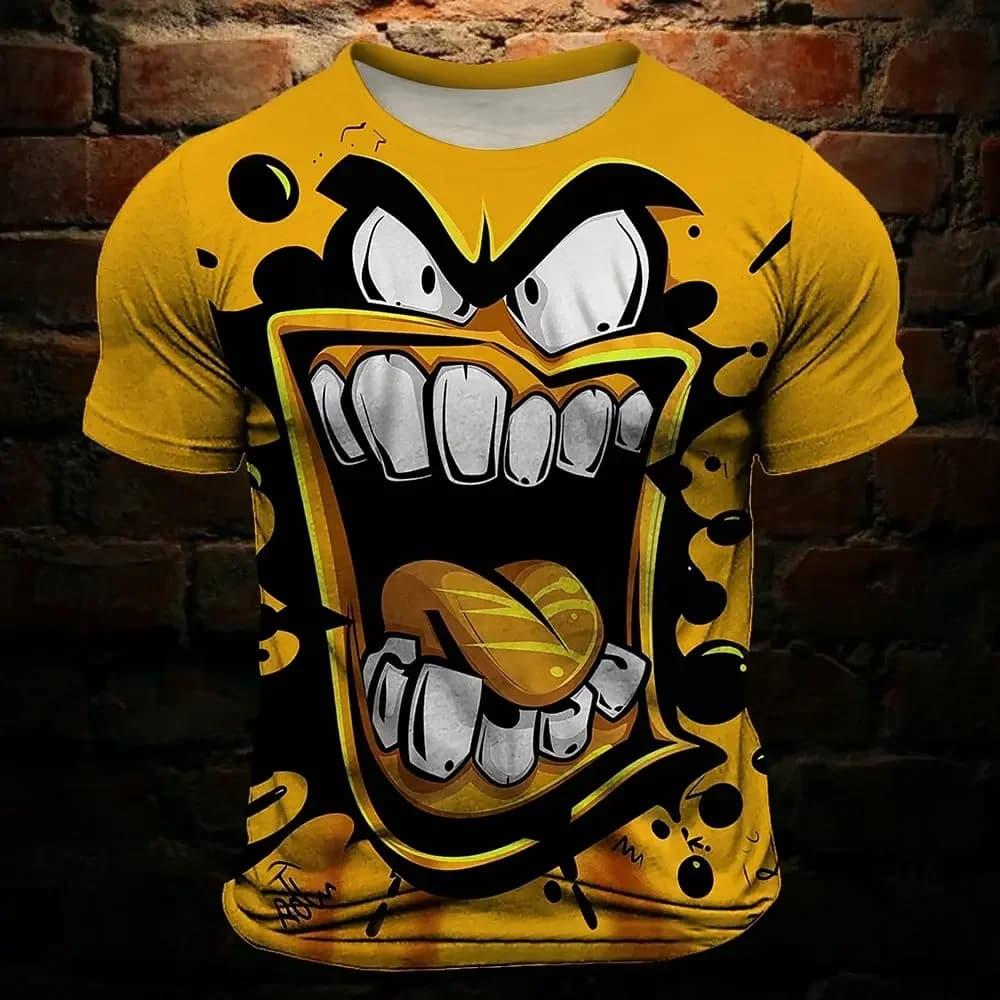 Men's T shirt Tee Funny Grimace 3D Print Vintage Fashion Cool Crew Neck Clothing hot selling from xxs-6xl