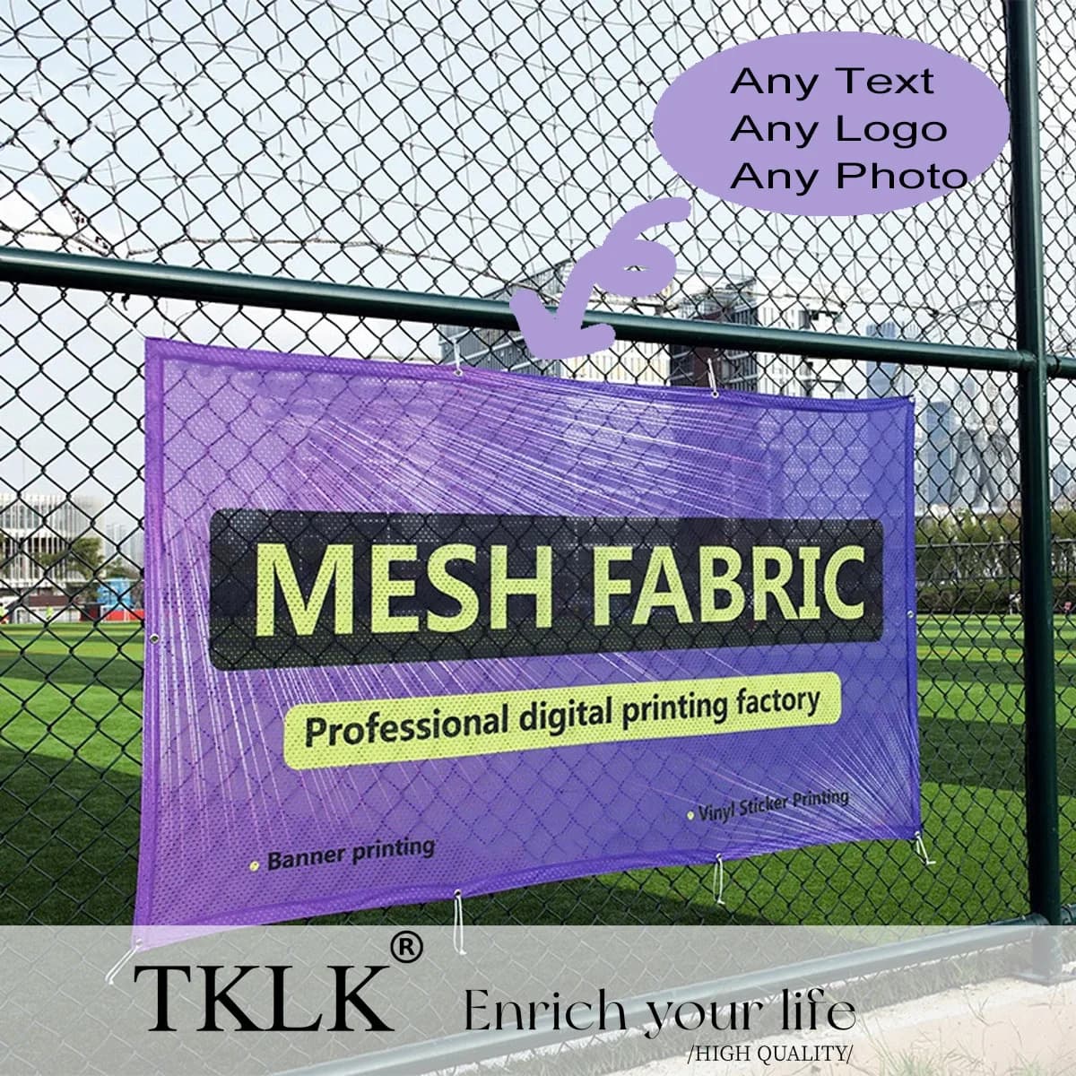 Custom Party Banner Mesh Fabric, Durable and Wind-resistant, -Flag, for Outdoor Events and Business Banners, with Grommets