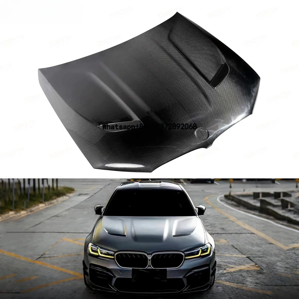 CS Style Lightweight Dry Carbon Fiber Engine Hood for  5 Series G30 F90 M5 New Auto Body Part with Exterior Upgrade