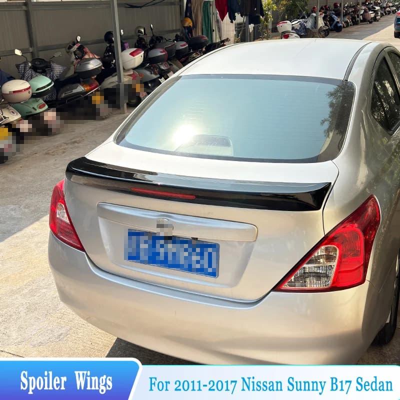 For 2011-2017 Nissan Sunny Almera Versa B17 Car Rear Trunk Spoiler Wings ABS Material Car Exterior Tuning Trim Kit Accessories