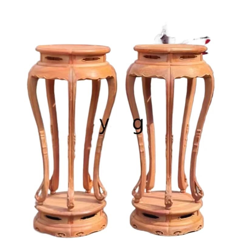 LTT rosewood round flower stand big fruit red sandalwood pentapod with base flower stand