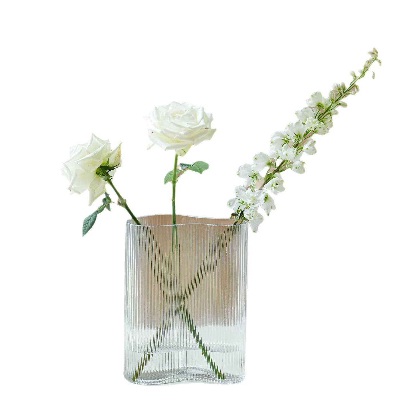Creative and simple water pattern glass vase transparent flower device water raised flowers dried flowers decorative ornament