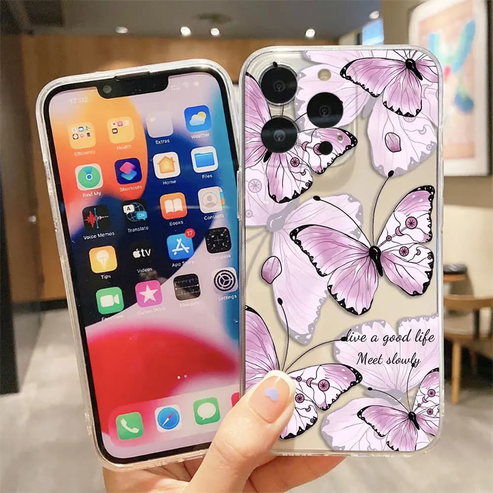 Butterfly Flower Phone Case For Samsung A73 A72 A71 A57 A56 A55 A54 A53 A52 A51 A36 A35 A33 A32 A26 A25 A23 A22 A24 Shell Case