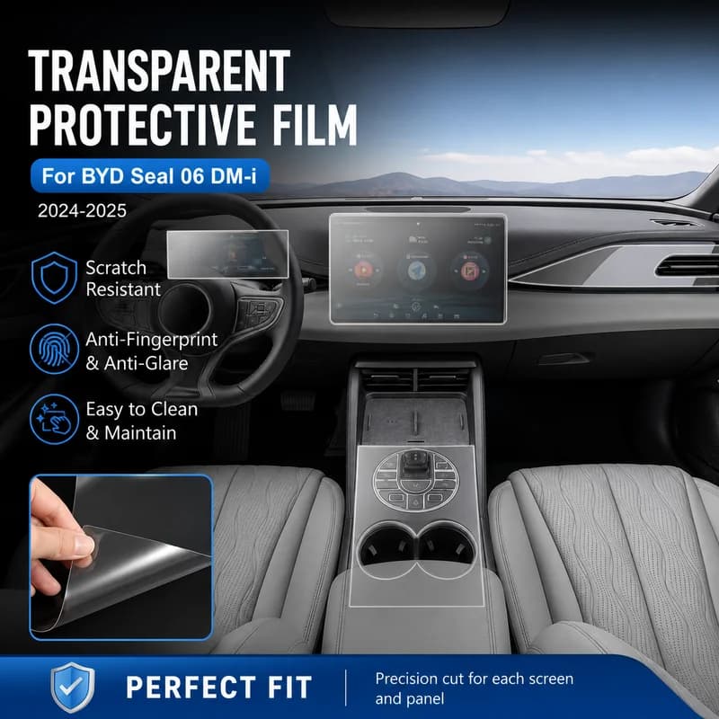 2024-2025 For BYD Seal 06 DM-i Dedicated Screen Center Console Interior Transparent Protective Film Car Modification Accessory