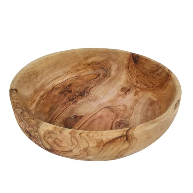 Modern style fruit salad storage bowl decorative round durable food container wooden bowl