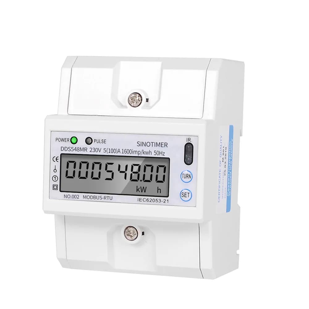 DDS548MR LCD Display Single-phase 4P Electronic Multi-function Energy Meter with RS485 Communication 230V DIN Rail Mount