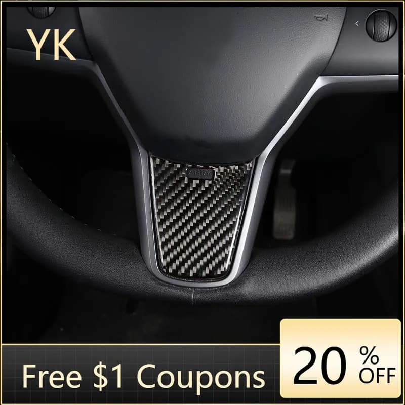 For Tesla Model 3 2017-2021 Soft Carbon Fiber Car Steering wheel Bottom Cover Trim Sticker Interior Car Accessories