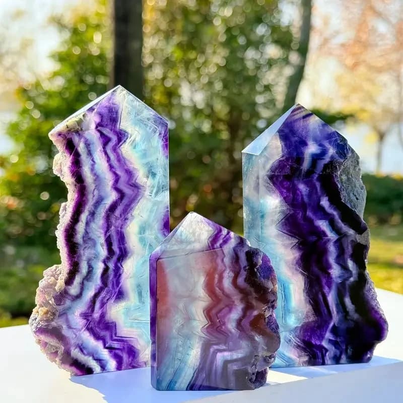 Room Decor 1pc Natural Rainbow Fluorite Tower, Raw Edge Gemstone Obelisk, for Home Decor, Office Ornament, Holiday Gift