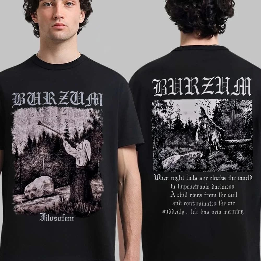 Burzum T Shirt 2026 New Filosofem Album Graphic 100% Cotton Men Women Unisex Oversized Black Metal Vintage Streetwear Tops