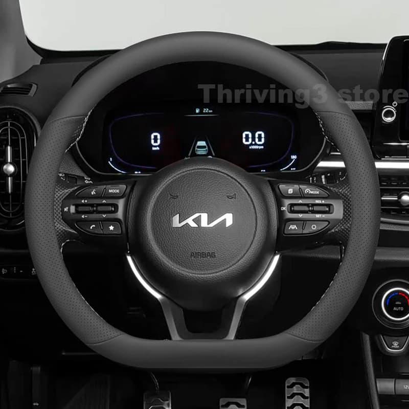 Leather Car Steering Wheel Cover For KIA Picanto GT Line sport 2012-2023 Non-slip Auto Steering Wheel KIA Picanto Accessories