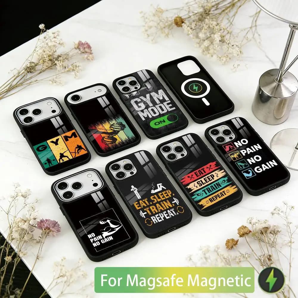 Bodybuilding Gym Fitness Phone Case For iPhone17,16,15,14,13,12,11 Plus,Pro Magnetic with Magsafe Wireless Charging
