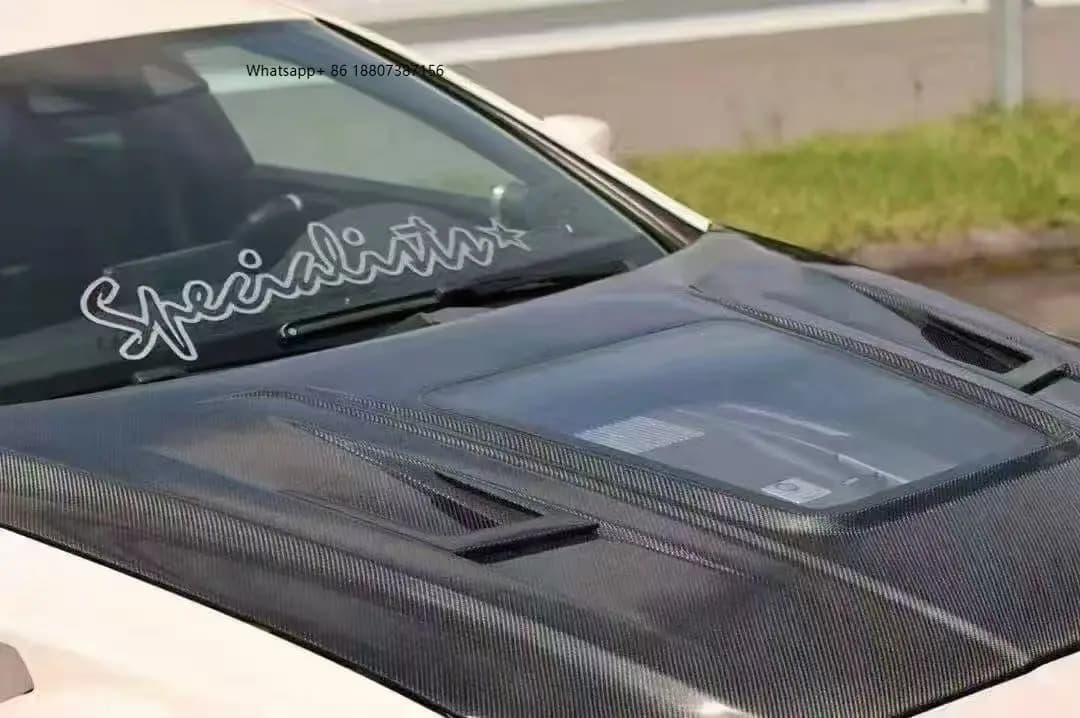 New for CLS CLS63 12-18 Carbon Fiber Engine Hood Transparent Style Bolt-On Installation Black Finish Bolts for