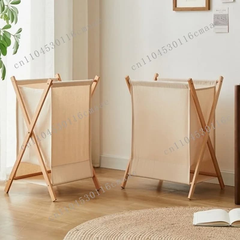 Solid wood Japanese folding laundry basket Bedroom laundry basket Bedside dirty clothes storage basket Bathroom bath