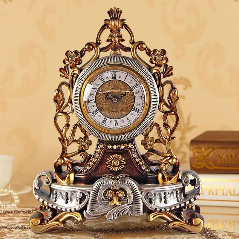 European Style Living Room Desk Clock Retro Mute Watch Nightstand Alarm Clock Office Desktop Gadgets Restaurant Digital Clock