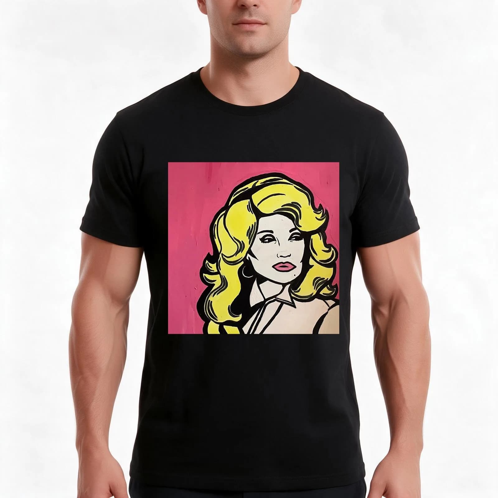 Dolly Parton Pop Art Tote Bag T-Shirt, Summer Casual Cotton Tee, Oversized Streetwear Tops, Vintage Graphic Print, 100% Cotton