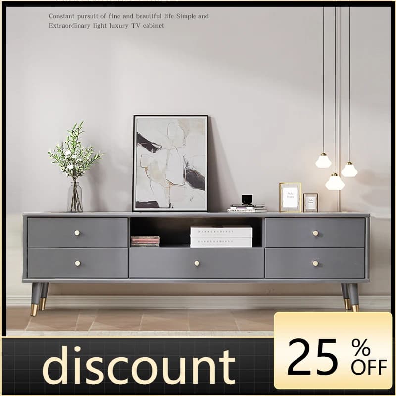 LMM solid wood TV cabinet simple modern small apartment light luxury floor wall cabinet