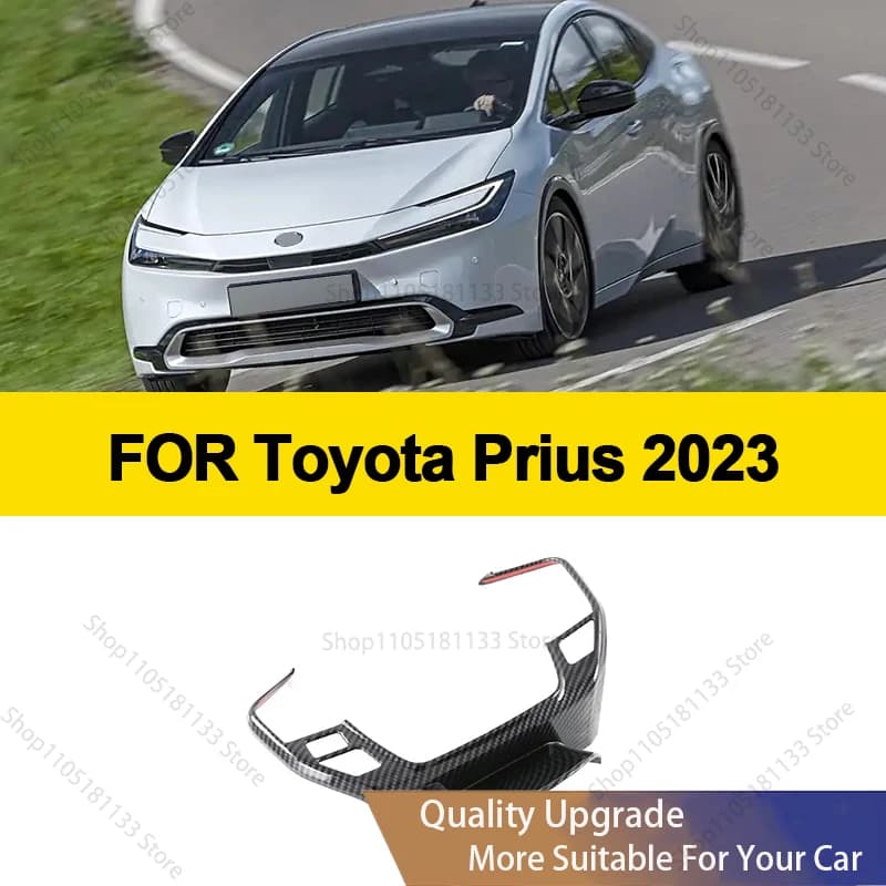 For Toyota Prius 2023 2024 Glossy Carbon Fiber Wood Car Steering Wheel Button Protection Cover Trims 3d Sticker Auto Accessories