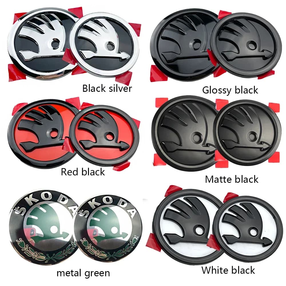 80mm 90mm Emblem Car Front Hood Badge Rear Trunk Sticker for Skoda Octavia Superb MK2 Fabia Rapid Roomster Badge Emblem Sticke