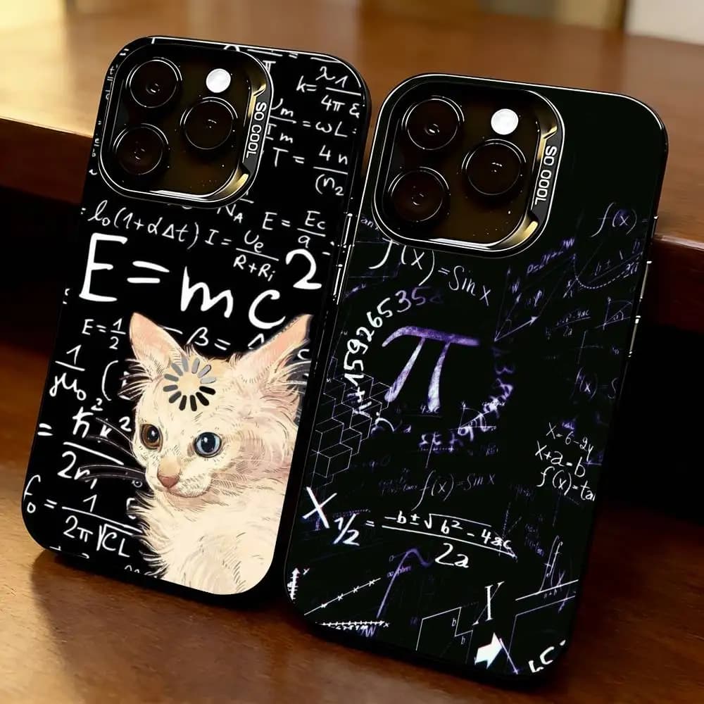 Fashion M-Mathematical equation Phone Case For iPhone17,16,15,14,13,12,11 Plus,Pro Max,XS,Colorful Silver Phone case Funda Cover