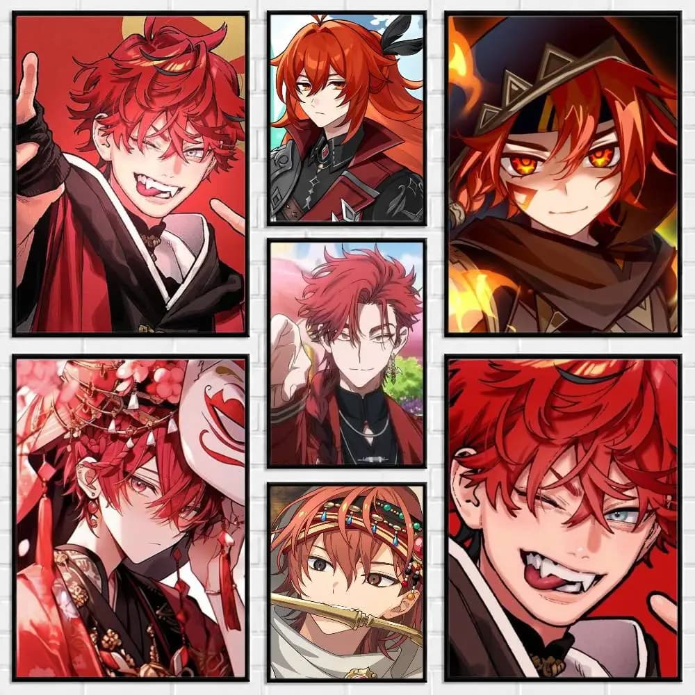 Red hair anime boy game Sol Poster Versatile HD Waterproof Wall Art Self-Adhesive Decor for Any Space Ideal Gift
