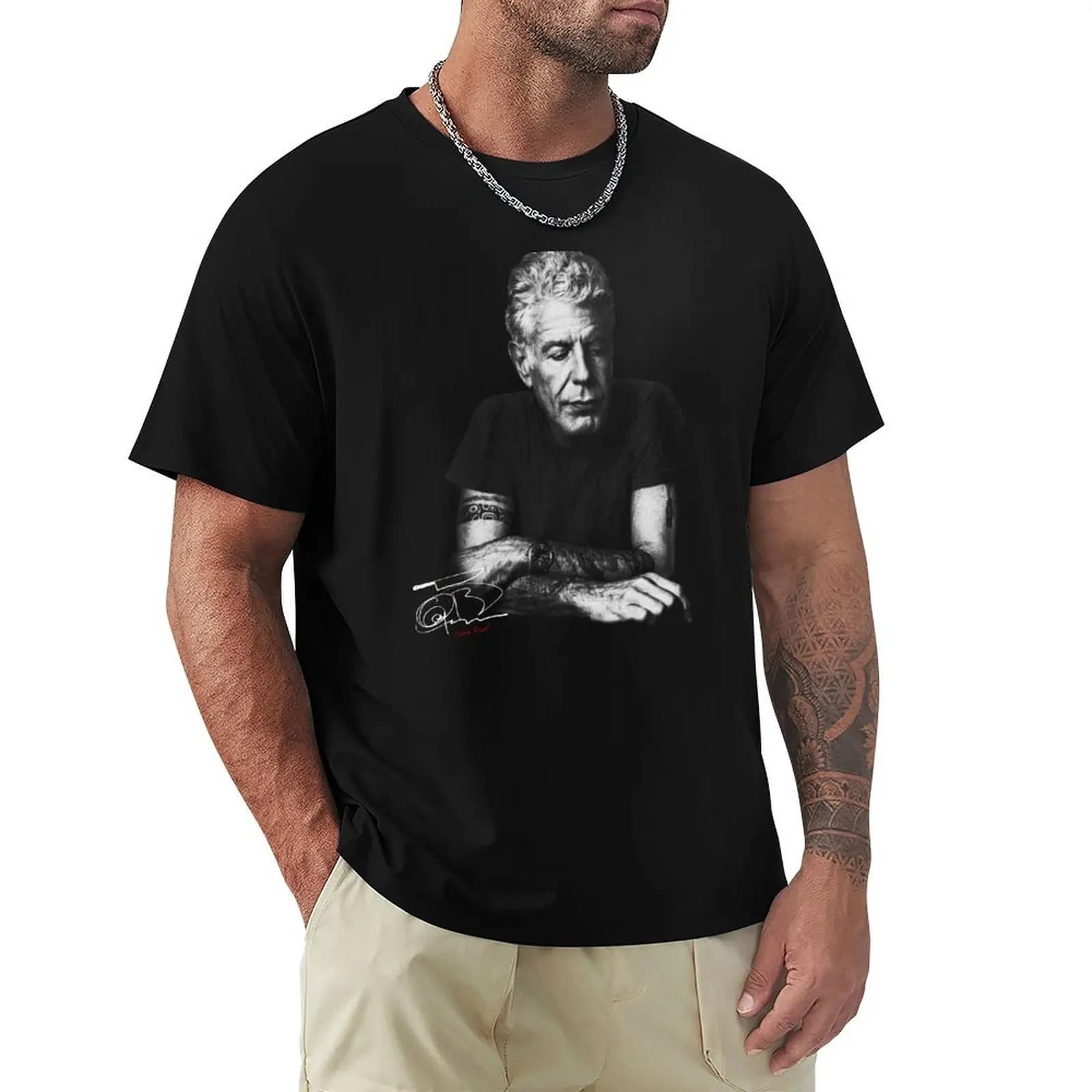 Mr. Anthony Bourdain T-Shirt plain T-shirts oversize summer top t shirts for men cotton