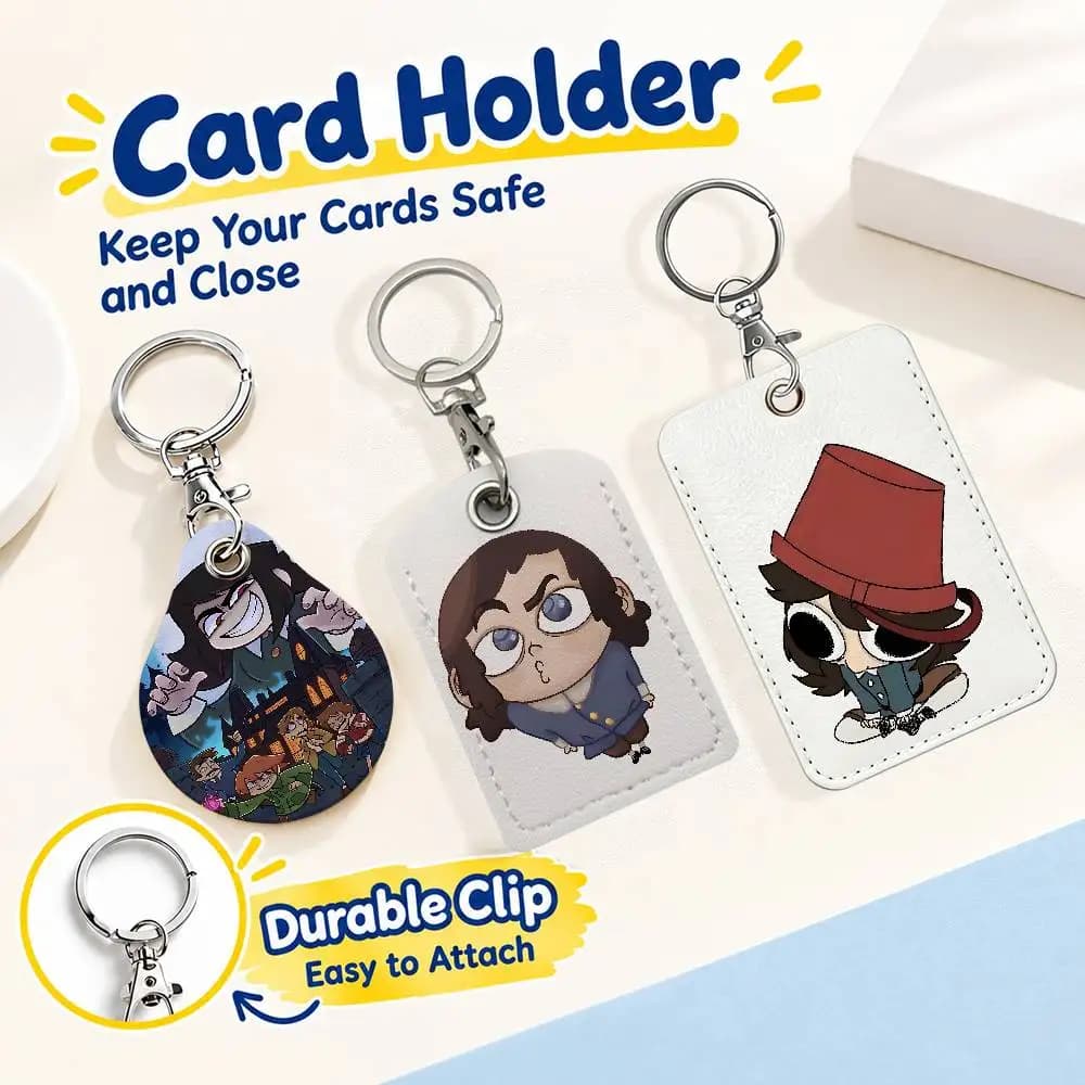 Abaddon Haunted Hotel Keychain Card Holder Leather Keeps ID Cash Keys Cards Ready for Work School Travel Daily Errands
