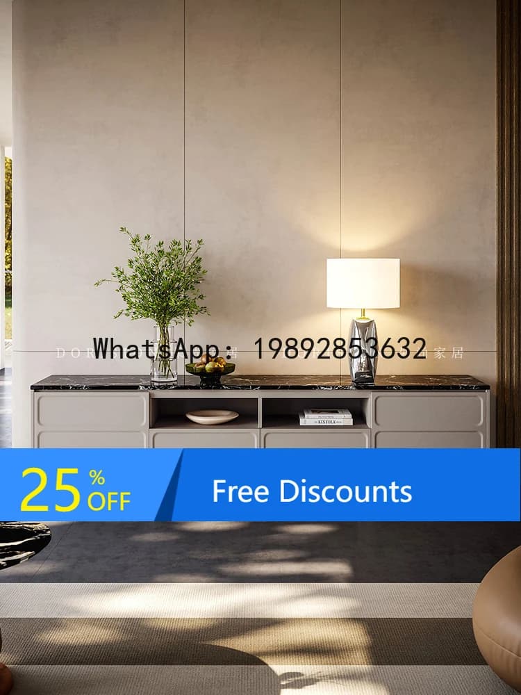 YFY TV Cabinet Italian Style Light Luxury High-End Feel  House Matching Solid Wood Floor Cabinet Living Room Marble High Leg