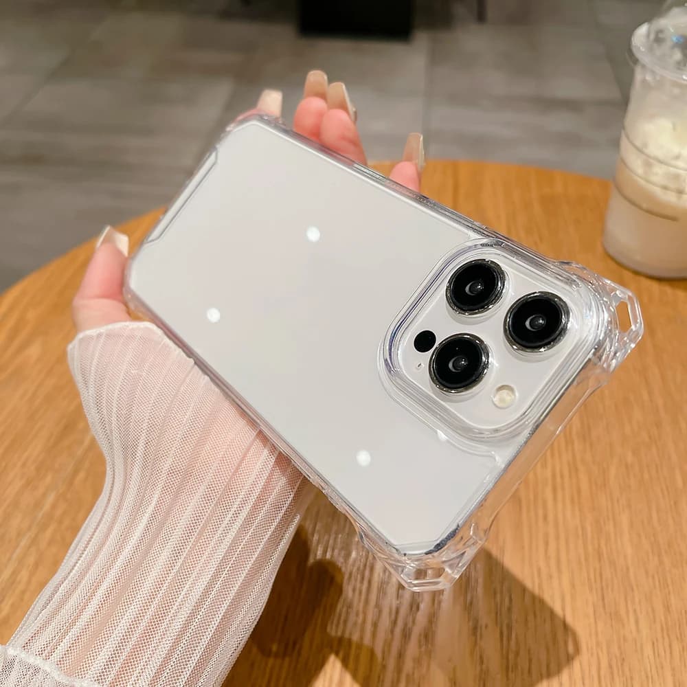 Luxury Shockproof Clear Phone Case For iPhone 17 Air 16 Pro Max 15 14 13 12 11 promax Fundas Hard Bumper Transparent Back Cover