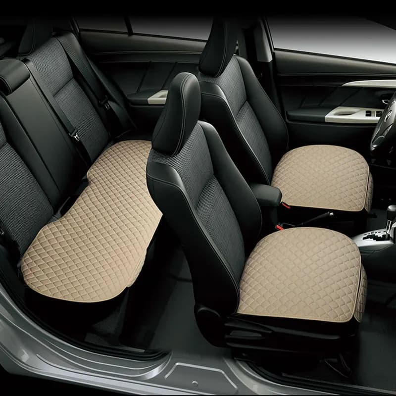 Summer Flax Universal Car Seat Cover Set Cushion Anti-Slip Breathable Protector Mat Pad Front Rear Seat Backrest Auto 4 Seasons