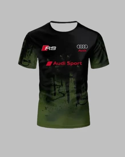 Summer Audi Racing Motorcycle Pattern Printed Riders Fans Short-sleeved T-shirt Men's and Women's Same Children's Sports Top