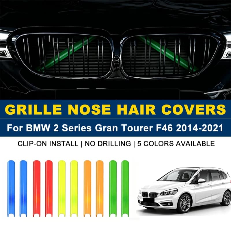 Front Grille Trim Strips 2Pcs, Kidney Nose Hair Decoration Vane Inserts For BMW 2 Series Gran Tourer F46 2014-2021 2015 2016
