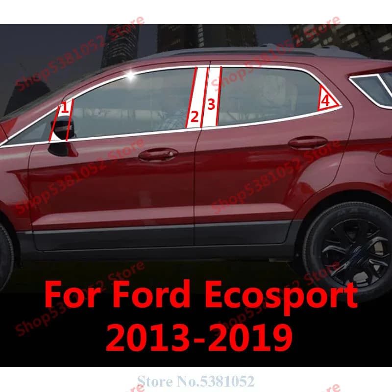 For Ford Ecosport 2013-2019 Stainless Steel Strips Car Window Trim Decoration Side Body Sticker Protective Accessories