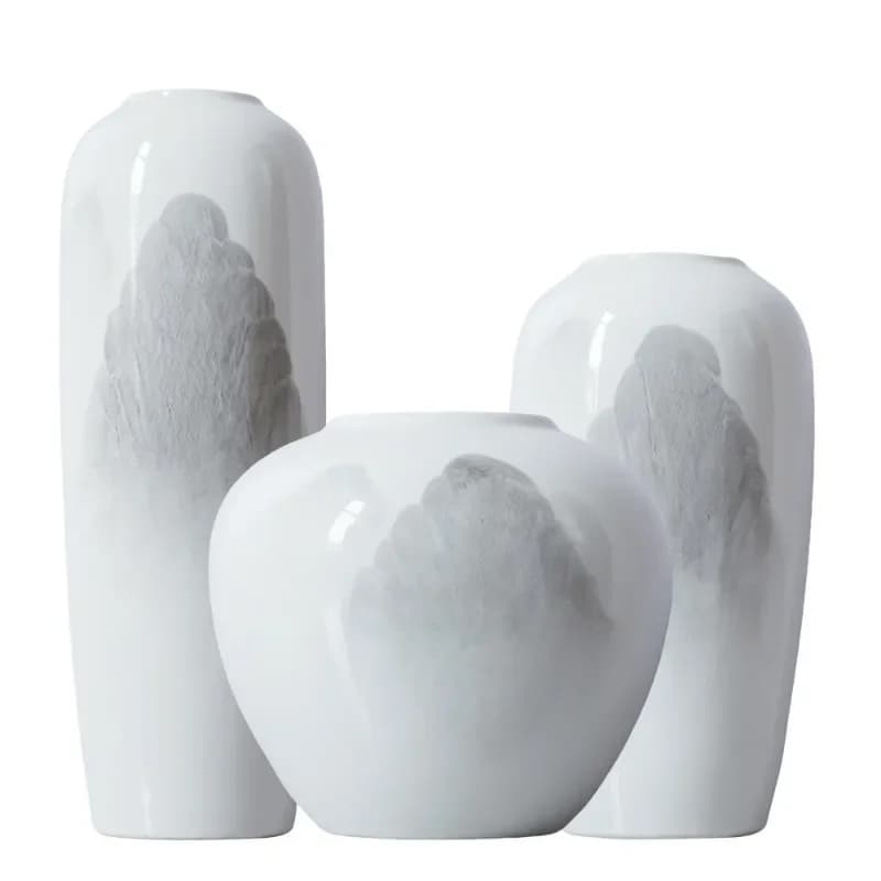 New Chinese hand-painted landscape ceramic vase, living room TV cabinet, water flower decoration
