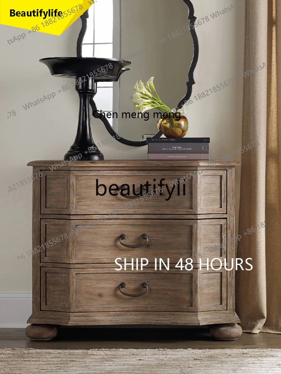 CC American seven-chest cabinet bedroom solid wood multi-functional storage chest retro wall locker