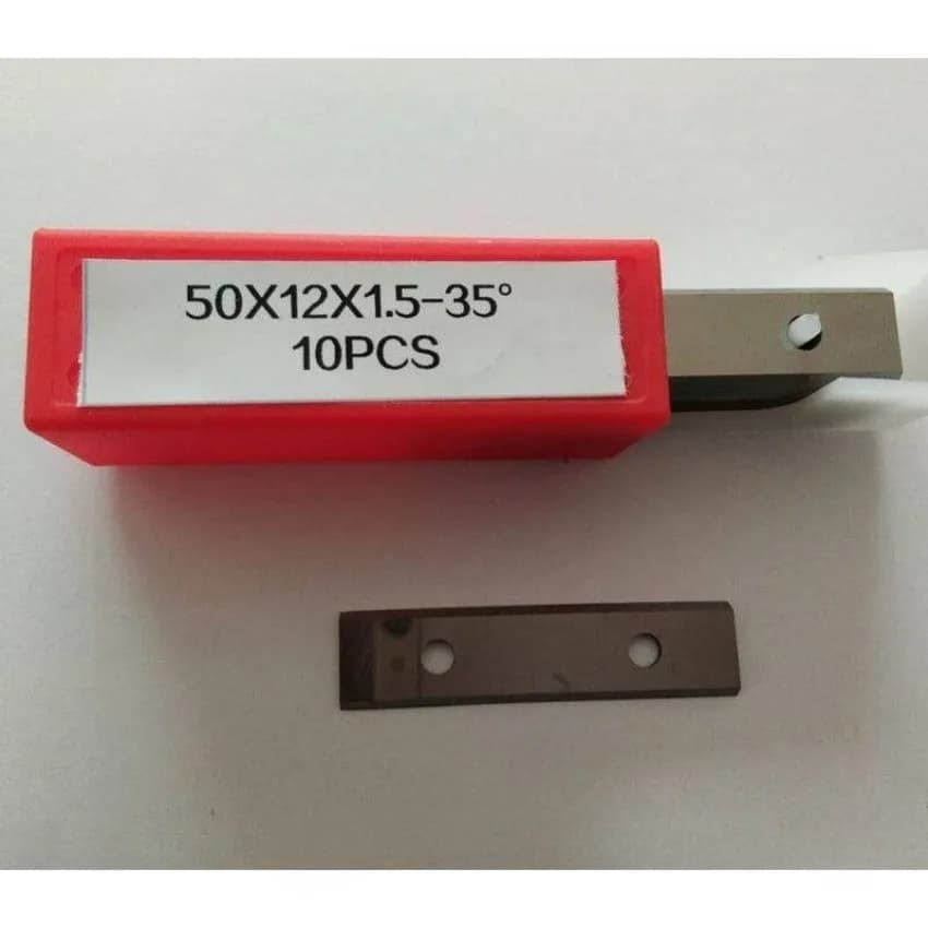 10pcs 50x 12 X1.5mm 35° Carbide Inserts Cutter Blades Paint Scraper Blades Rectangle Double Edged
