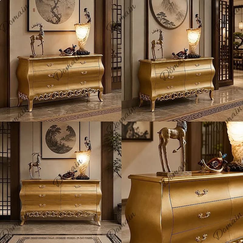 French Vintage Luxury Entryway Cabinet Living Room European New Classical Sideboard Villa High-End Decorative Shoe Cabinet