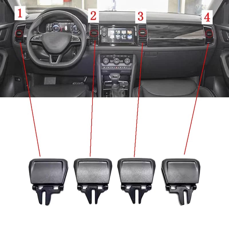 For Skoda Kodiaq Karoq Car Dashboard Air Vent Clip Air Conditioning Outlet Tab Clips 56G819701A 56G819702A 56G820951A 56G820952A