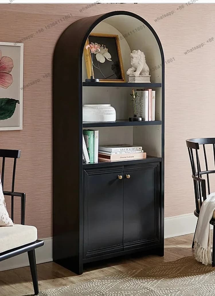 Factory Direct Light Luxury Solid Wood Bookcase, Post-modern Simple Living Room With Door Storage Cabinet