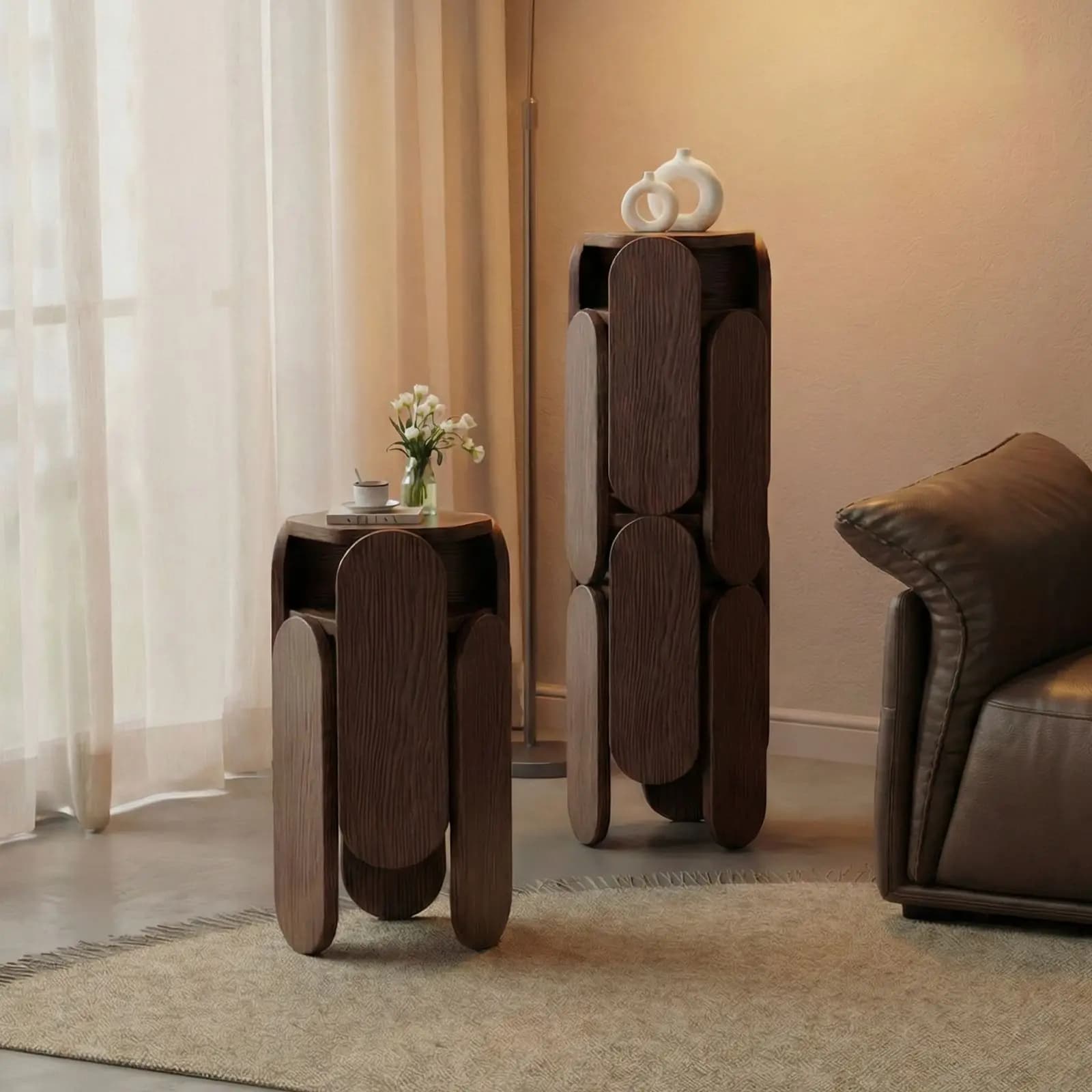 Geometric Hexagonal Stackable Solid Wood Stool Multi‑Purpose Household Dining Stool For Kitchen Living Room