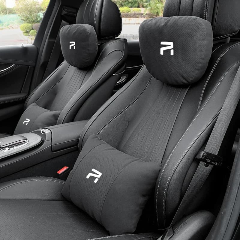 RISING AUTO F7 R7 RC7 ER6 R-AURA Suede Car Headrest Neck Support Seat Lumbar Cushion Soft Neck Pillow Waist Pad Auto Accessories