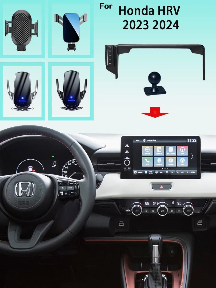 For Honda HR-V 2023-2024 Car Specific Phone Holder with 15W Wireless Fast Charging Dashboard Mount for 9 Inch Screen