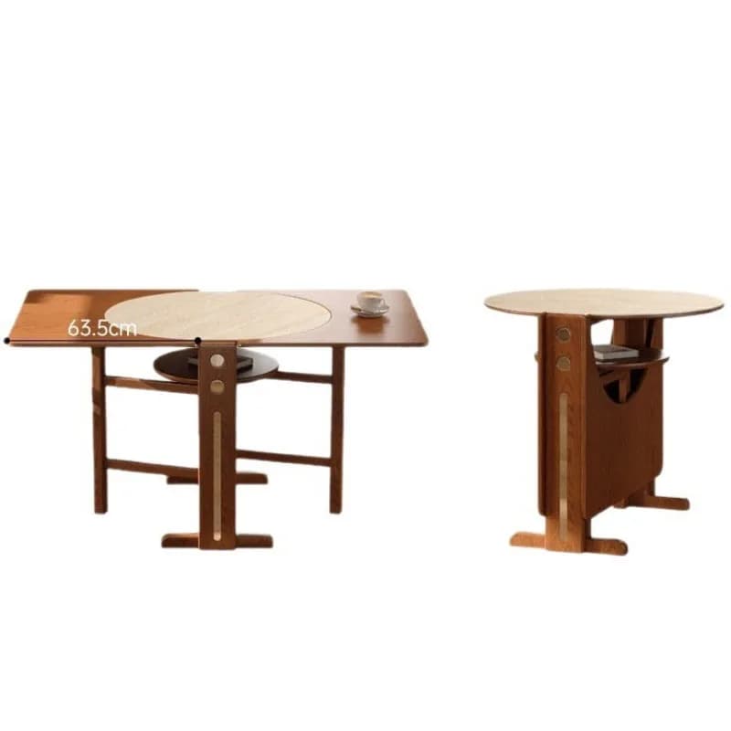 Solid wood folding dining table retractable variable round table, small apartment dining table semi-round table rectangular