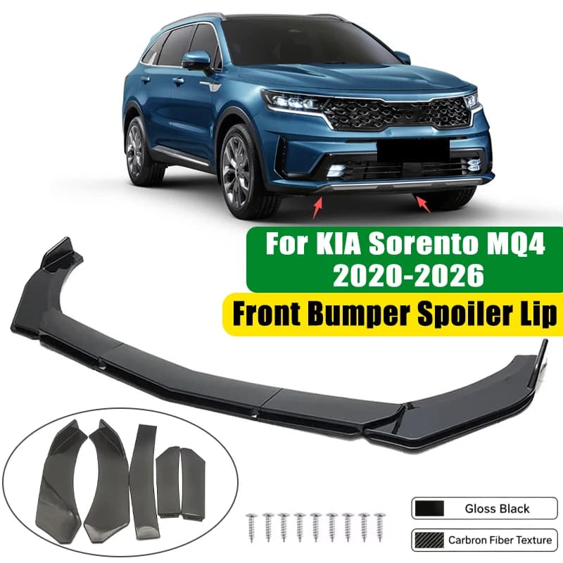For KIA Sorento MQ4 2020-2026 5Pcs ABS Car Front Bumper Lip Spoiler Splitter Body Kit Canard Tuning Accessories