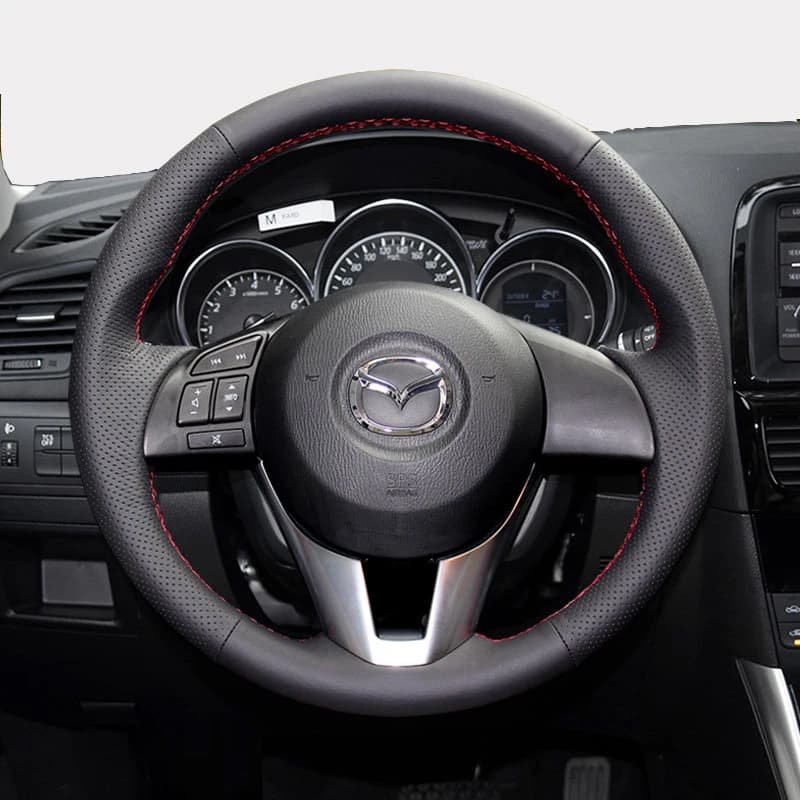 Car Steering Wheel Cover for Mazda 3 Axela Atenza 2014-2017 CX5 CX-5 Mazda 2 2013 2014 2015 CX4 CX-4 2016 Hand-sewn Leather