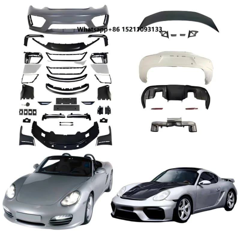 New Carbon Fiber Body Kit for 987 Boxster 718 Includes Front Splitter Lip Rear Bumper Diffuser Modified for GT4