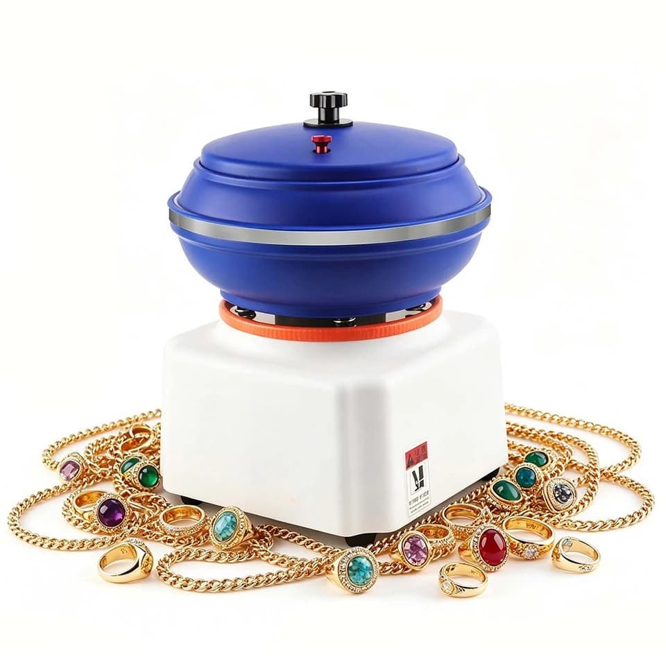 12 Inch 6L Jewelry Blue-Bucket Vibrating Polisher White Base Deburring Cleaning Polishing Machine Gold Jewelry Tools & Equipment