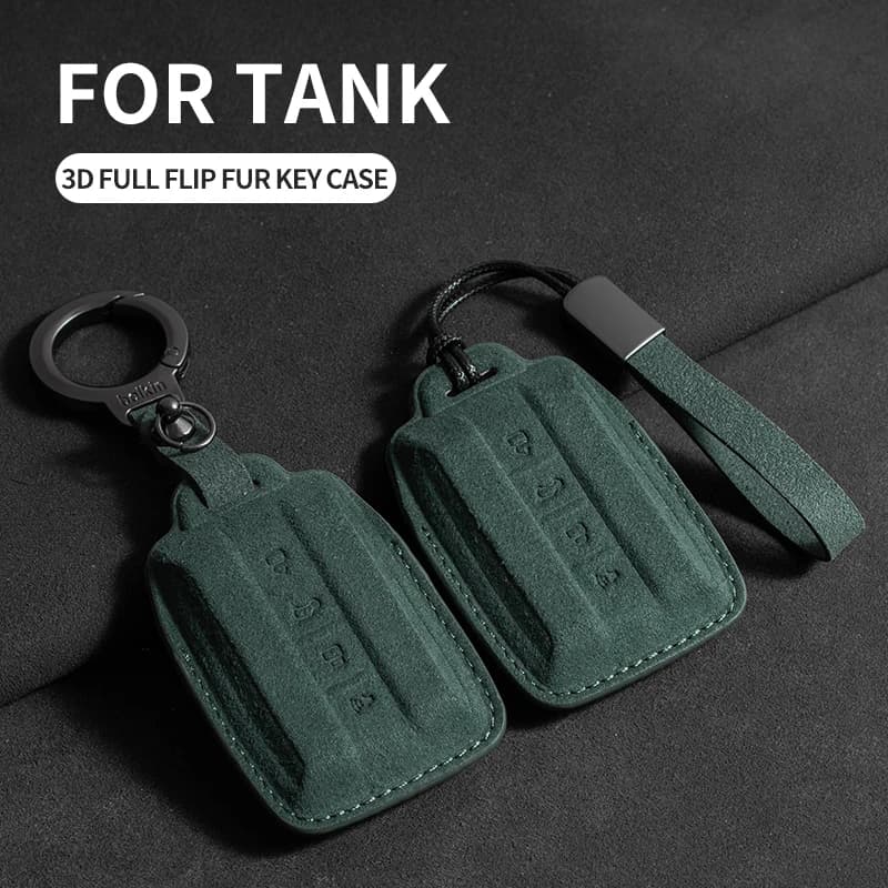 Car Key Case For Great Wall GWM WEY TANK 300 500 Tank300 Tank500 Suede Car Keychain For TANK
