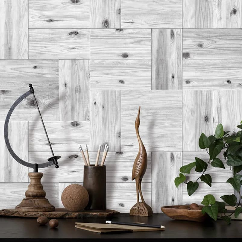 Thickened Wood Pattern Vintage Tile Stickers 3d Matte Foam Wall Stickers Retro Grey Self-Adhesive Wallpaper Kitchen Home Rnovate